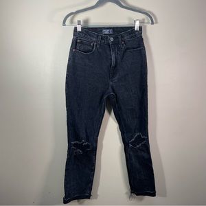 Abercrombie & Fitch Ultra High Rise Mom Jeans Black Distressed Size 25